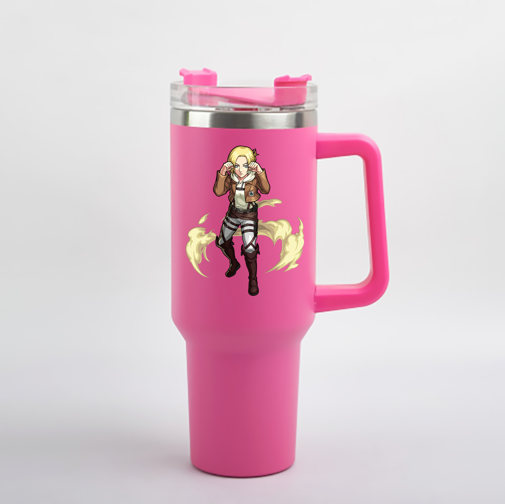 （画像用） 進撃の巨人 アニ・レオンハート Attack on Titan Annie Leonhart 1200mL車用タンブラー - クリスタルステッカー（プラスチックストロー付き）